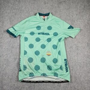 Cuore Strava Cycling Jersey Men 3XL Green Polka Dot Short Sleeve Full Zip Bike